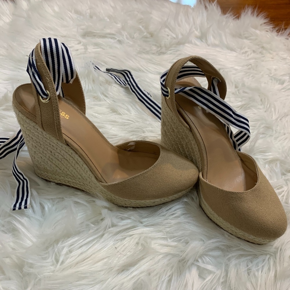 express lace-up wedge shoes